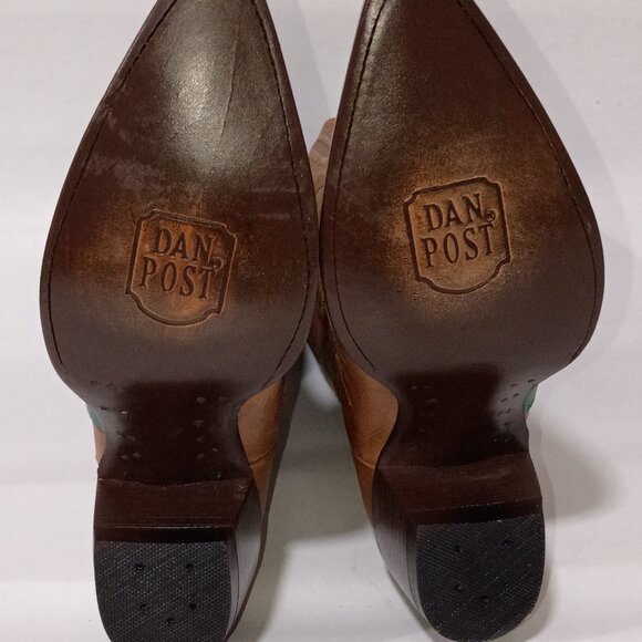 Never Worn NEW DAN POST Women's Turquoise/Tan Snip Toe Cowgirl Boots STYLE 3276 - Picture 2 of 6